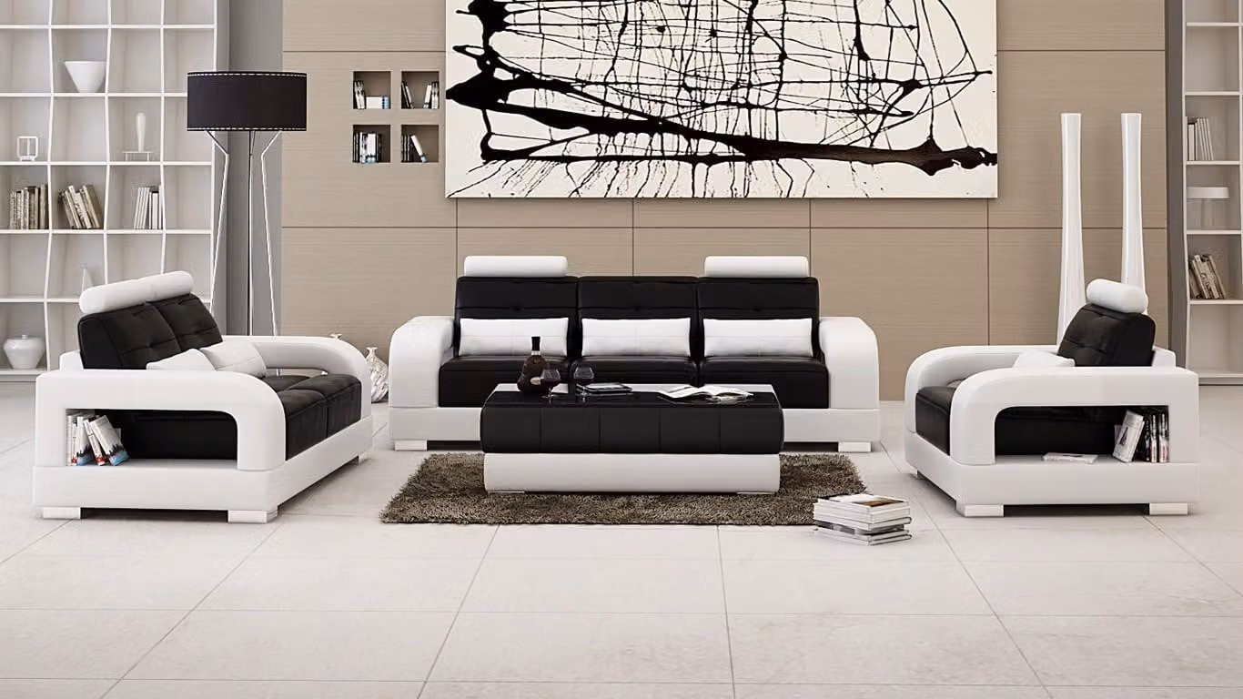 Sofagarnitur 3+2 Sitzer Set Design Sofa Polster Couchen Couch Modern Ledersofa