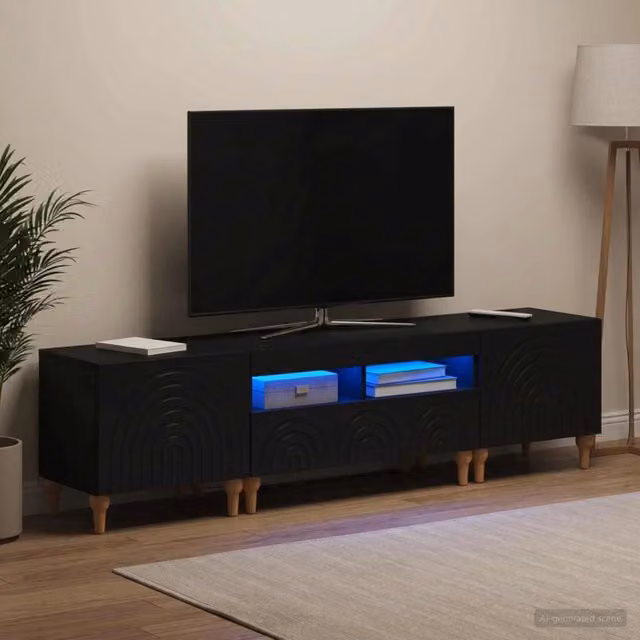 Mobile TV LED a 3 pezzi Nero Legno ingegnerizzato 3416496