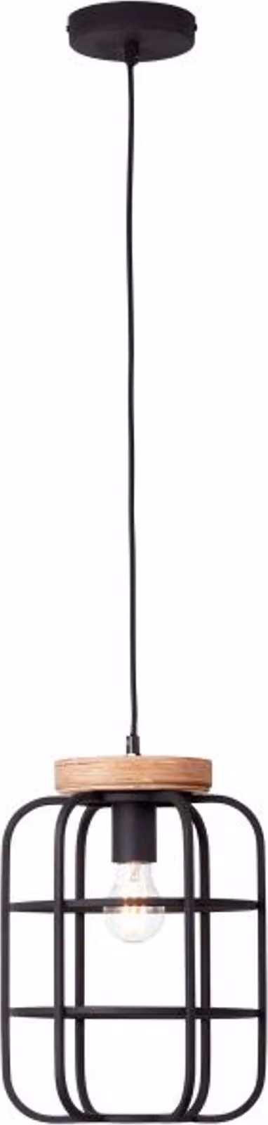 Lampada BRILLIANT, lampada a sospensione Gwen 1flg legno antico/corindone nero, metallo/legno, 1x A60, E27, 40W, lampade standard (non incluse)