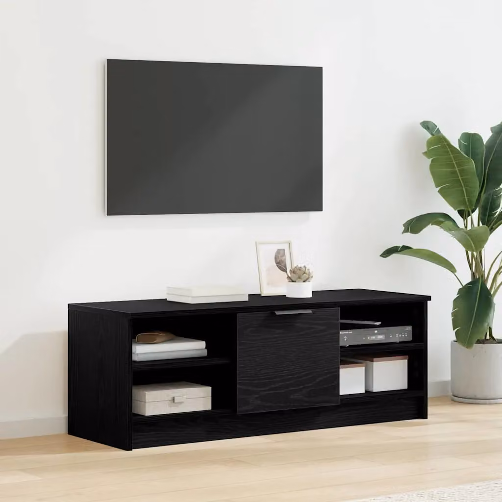 Mobile TV vidaXL moderno in legno ingegnerizzato nero, L 102 cm x P 35 cm x H 36,5 cm