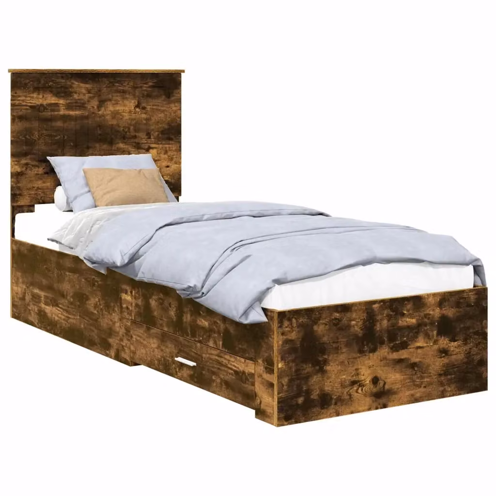 Struttura letto moderno vidaXL con cassetti in legno Rovere e Argento L/P/H: 190 x 70 x 140 cm – 2