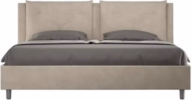 Letto Appia Ityhome con rete imbottita in microfibra colore sabbia L: 180 cm, P: 222 cm, H: 110 cm – 1