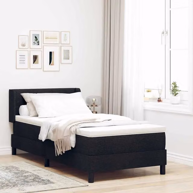 Letto a molle con testiera vidaXL in tessuto nero L: 200 cm, P: 80 cm, H: 80 cm – 1
