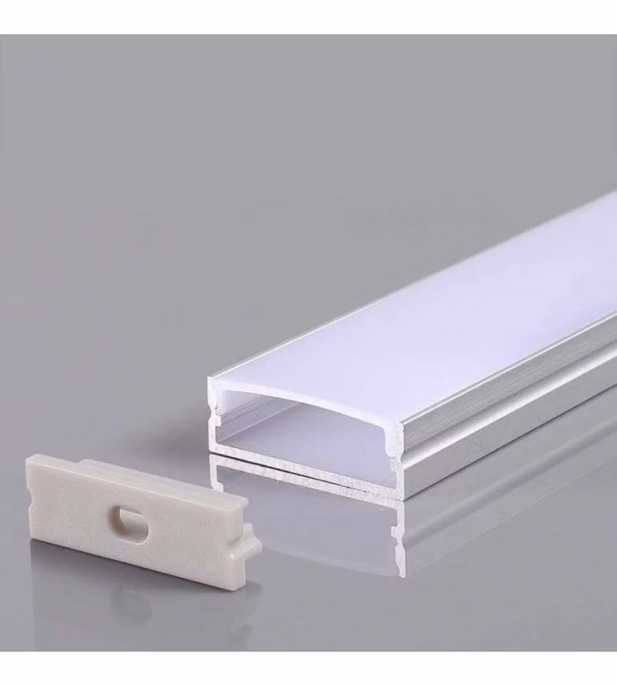 V-TAC Profilo in Alluminio Colore Silver per Strip LED (Max l: 12,4mm) Copertura Satinata 2000x30x10mm