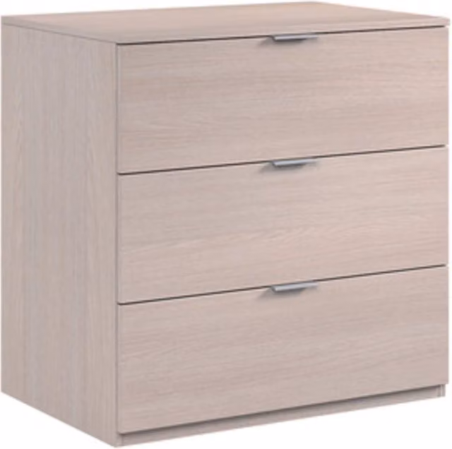 Kit Cassettone Fores Habitat con 3 Cassetti in Rovere Chiaro L: 80 cm, P: 38 cm, H: 77 cm