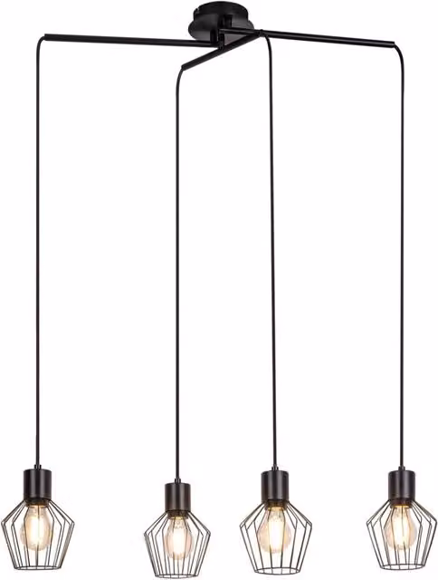 Lampada a sospensione Rabalux Belano in metallo nera con 4 x E27