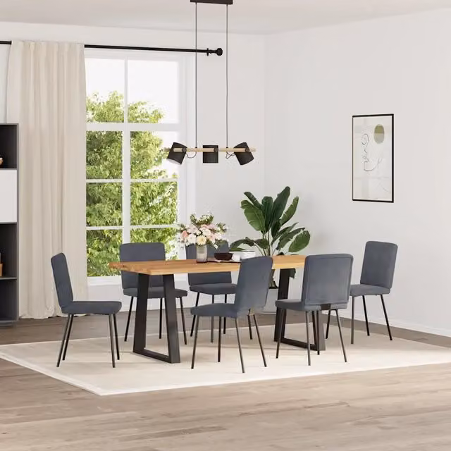 Sedie da Pranzo 6 pz | Sedie da cucina Grigio Scuro in Velluto