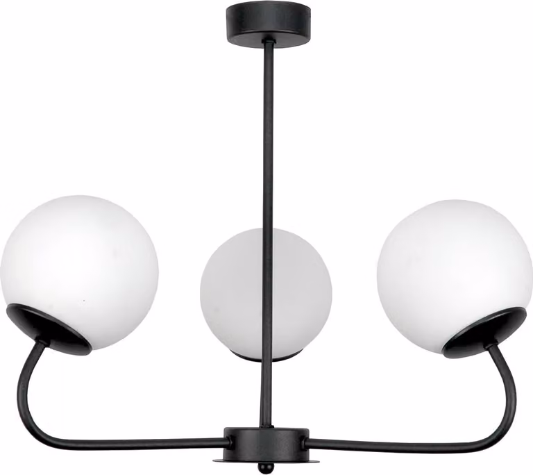 Lampada A Sospensione Plafonniera In Vetro Nero Bianco 15-182 Gancio