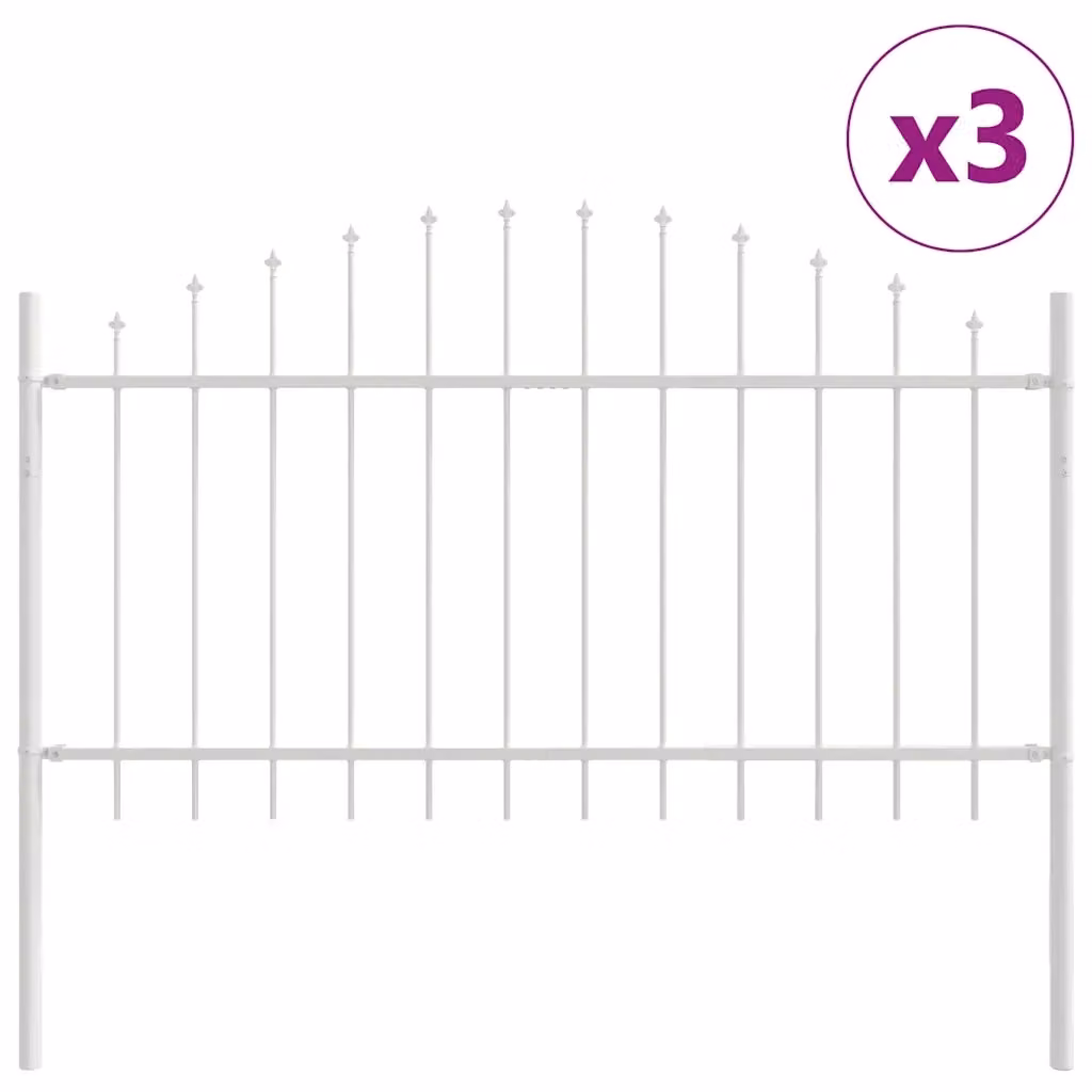 Set di 3 recinzioni per giardino vidaXL in acciaio verniciato a polvere, Bianco, H: 170 cm, L: 140 cm – 2