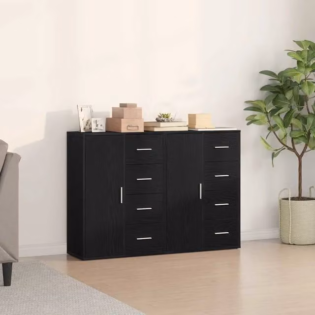 Credenza 2 pz Rovere Nero 60 x 31 x 84 cm Legno ingegnerizzato 3334313