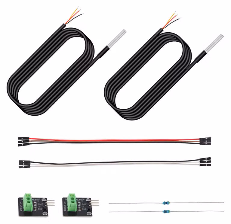 Kit di sonde per sensore di temperatura a due fili, impermeabile, modello DS18B20