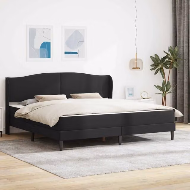 Struttura del letto con testiera vidaXL in similpelle nera, L 200 x P 200 x H 140 cm