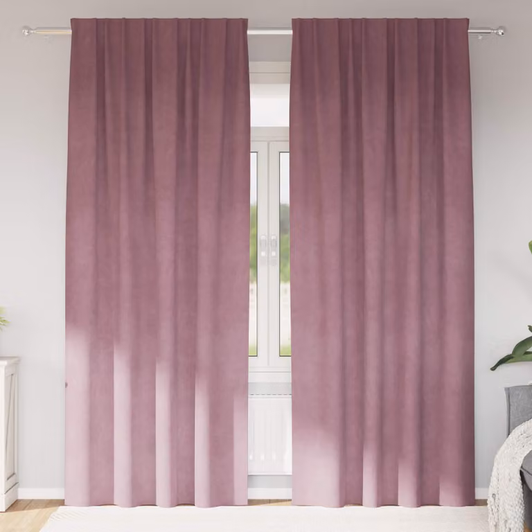 Set di 2 tende oscuranti vidaXL in velluto rosa, L: 140 cm, H: 260 cm