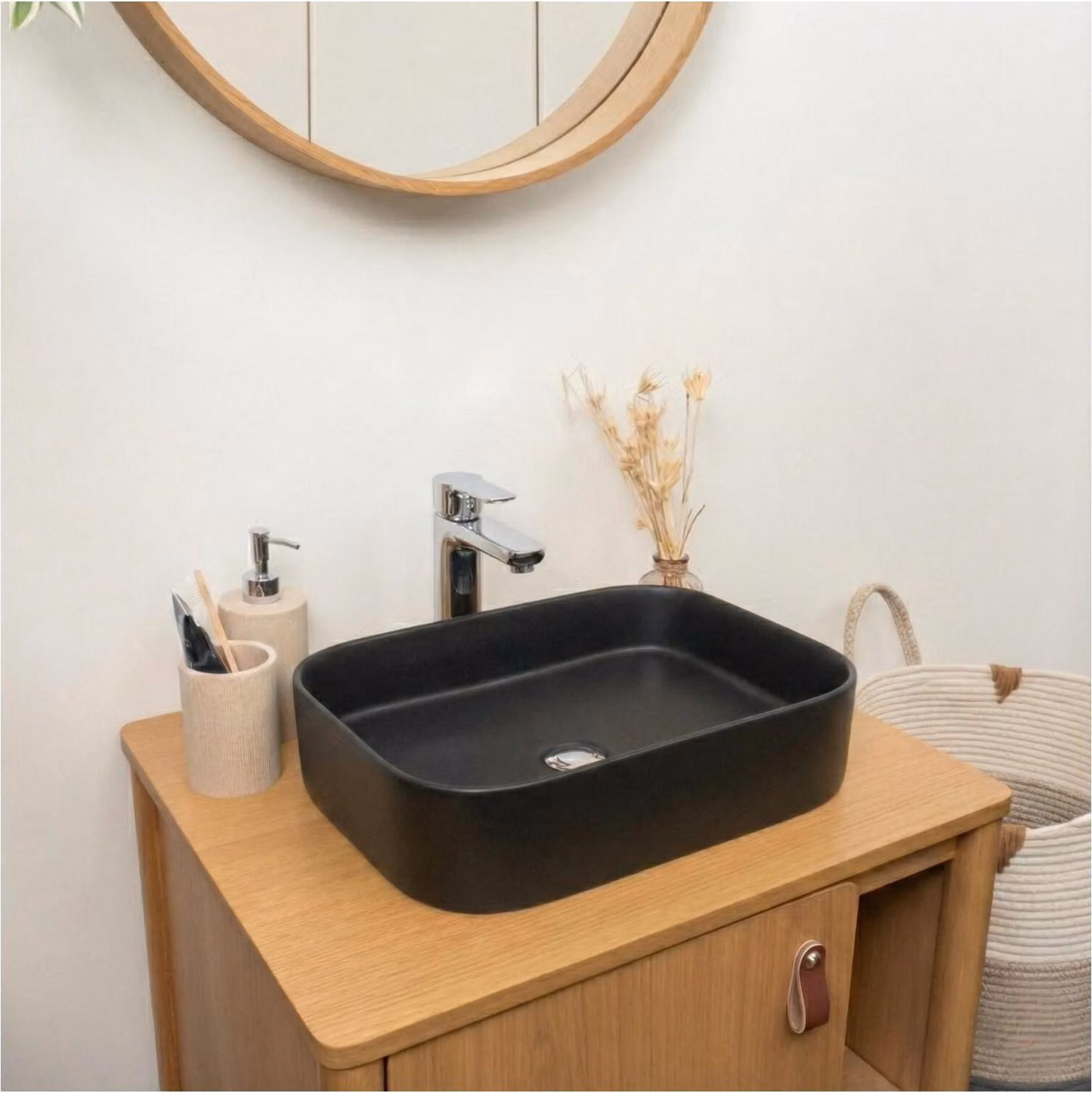 Lavabo da appoggio rettangolare in Vetroceramica NAYA, 45x38cm