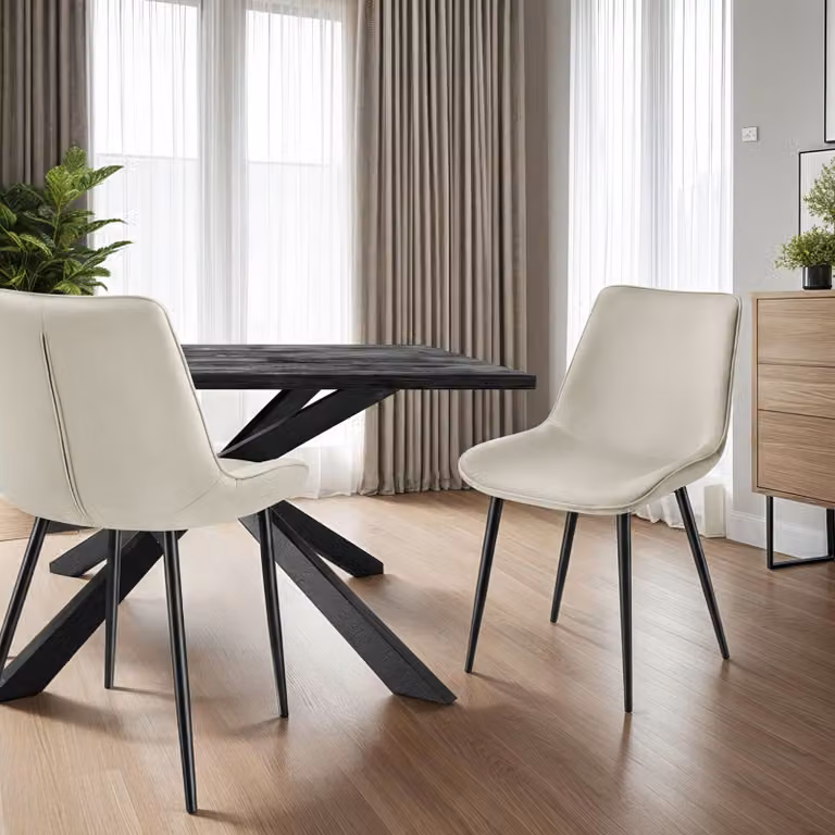 Set di 2 sedie TecTake in velluto beige per soggiorno e cucina