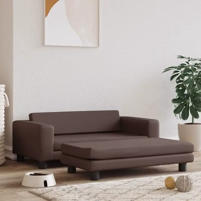 Lettino per Cani con Estensione Marrone 100x50x30 cm Similpelle 172028