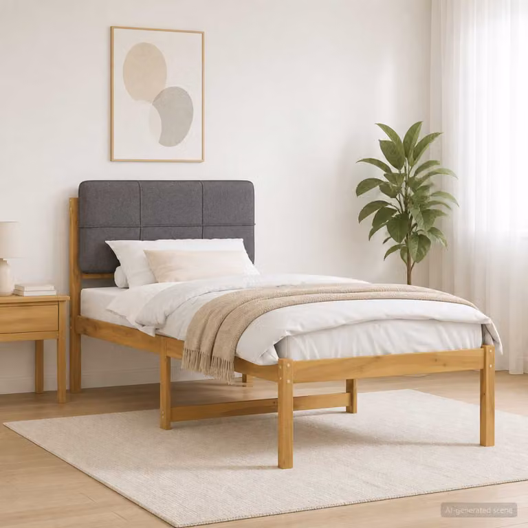 vidaXL Letto con Testiera Rivestita Bianco lavato e grigio chiaro