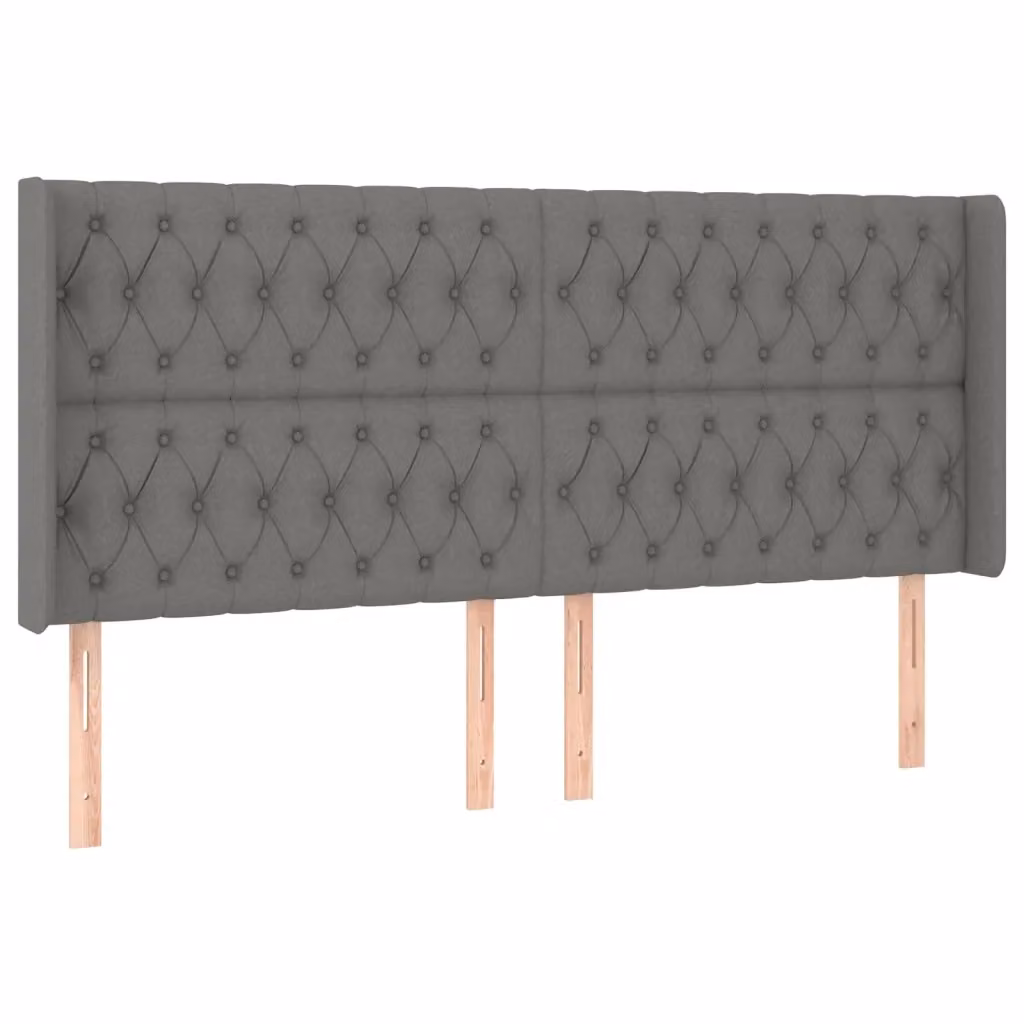 Testiera ad orecchio vidaXL in tessuto grigio con struttura in legno, L: 183 cm, P: 16 cm, H: 118-128 cm – 2