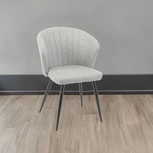 Sedia Krid tessuto grigio chiaro e piedi metallo nero set 2 pezzi