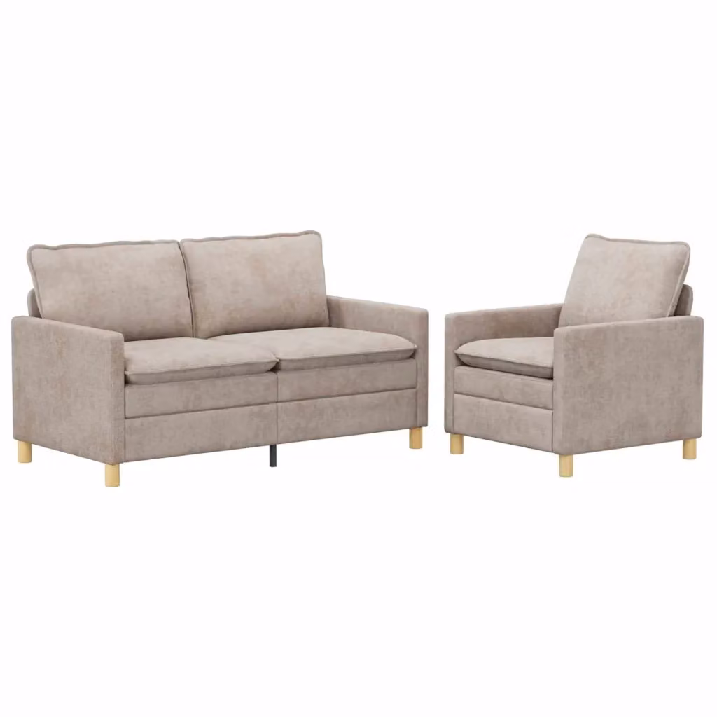 Set di 2 divani moderni vidaXL in tessuto beige con struttura in metallo e cuscini inclusi per il tuo soggiorno – 2