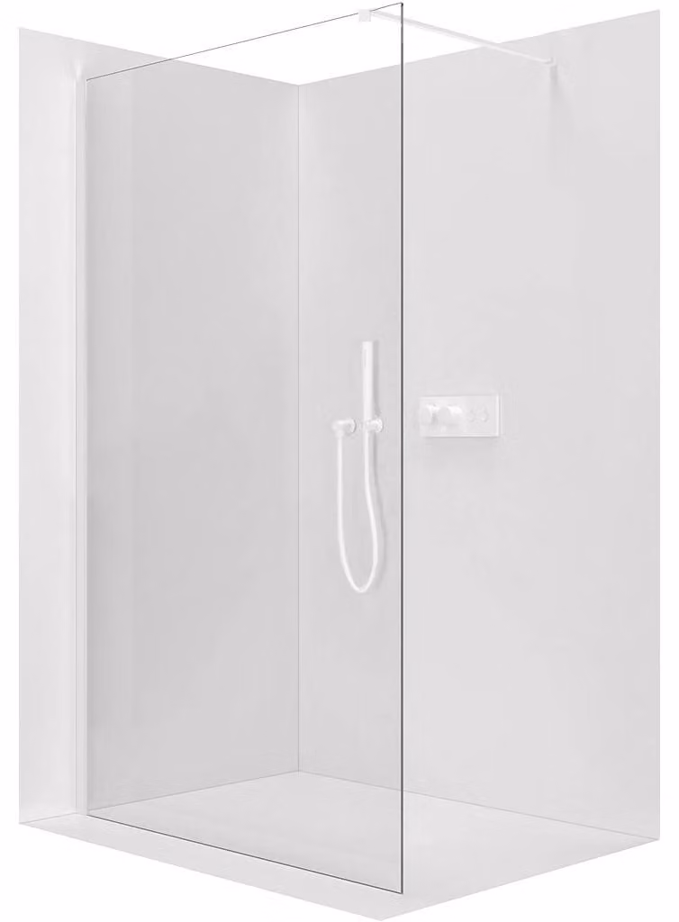 Pannello doccia angolare Walk-in Onyx Cube L/P - 8 mm - montante quadrato - bianco opaco, vetro trasparente - 160x200 cm