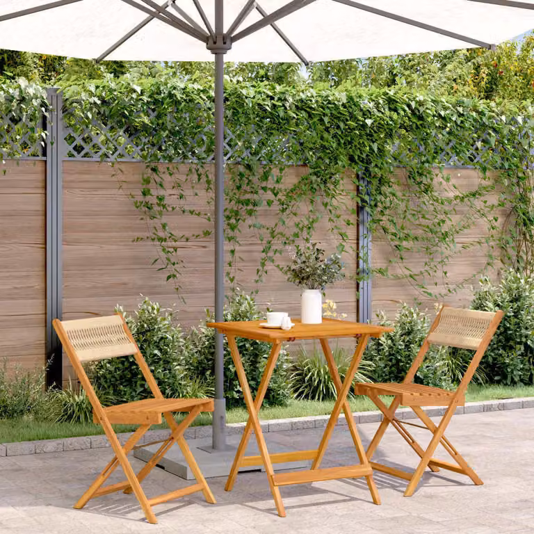 Maison Exclusive - Set da bistrot 3 pezzi in polipropilene beige e legno massello