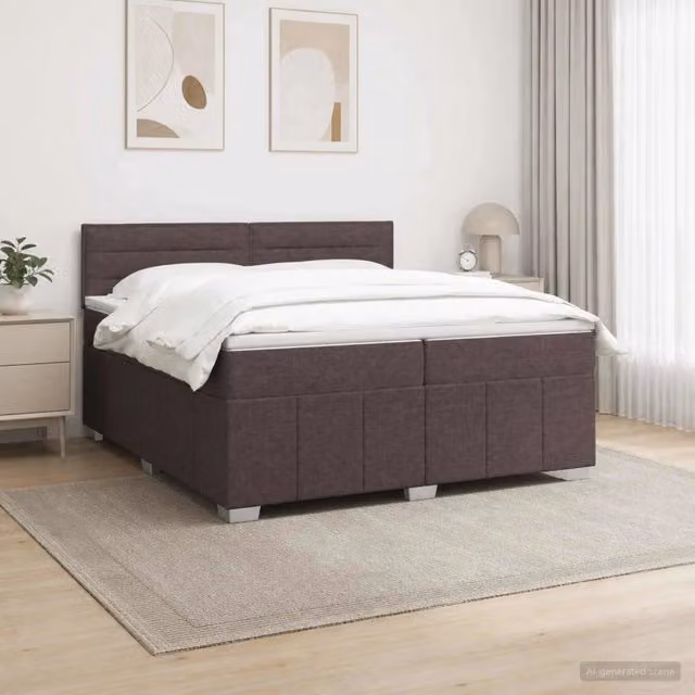 Letto box spring ibrido vidaXL con materasso a molle insacchettate, struttura imbottita in tessuto e legno, multicolore, L/P/H: 200 x 200 x 34,5 cm