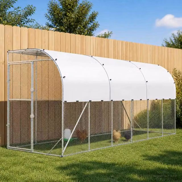 Gabbia per Polli Contro il Muro Argento 600 x 150 x 215 cm 3434707