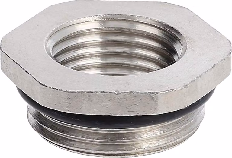Riduzione PG/PG da PG13,5x1,41 a PG9x1,41 MRR13/09 Esagono ottone (CuZn) nichelato Filettatura di collegamento 6,5 mm - 1