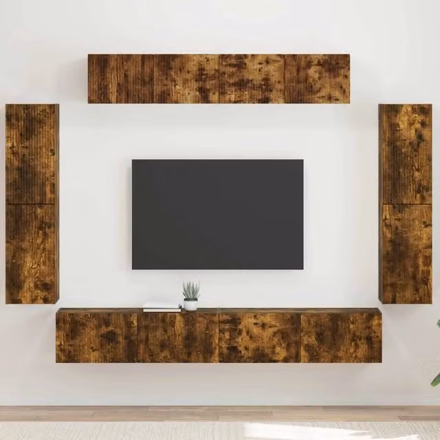 Mobile TV 8 pz Rovere Fumo Legno ingegnerizzato 3409146