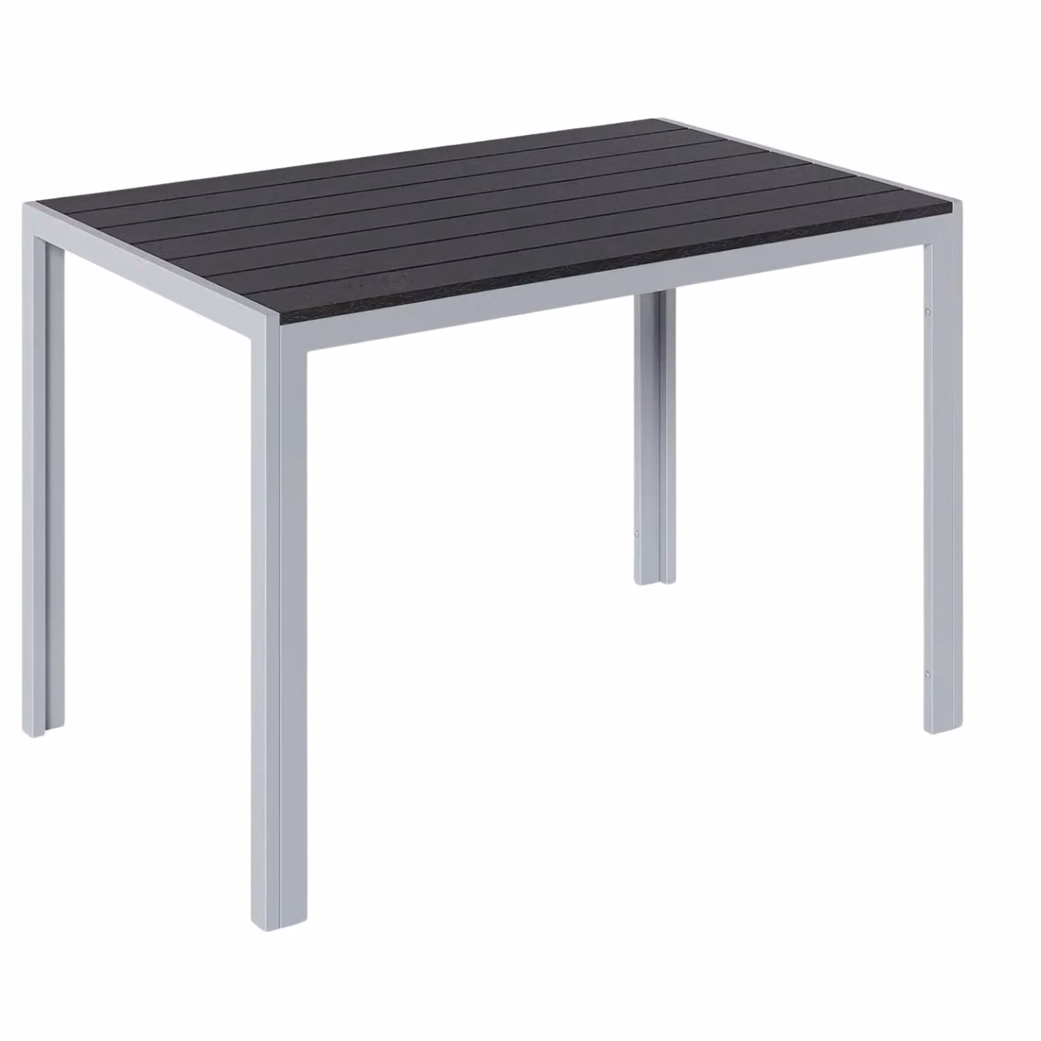 Tavolo da giardino - Tavolo da pranzo per esterni - Tavolo per giardino e terrazza - Tavolo rettangolare in alluminio con doghe in metallo - 110x70x73 cm - Grigio