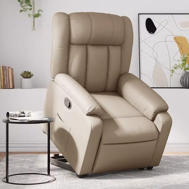 Poltrona Alzapersona Reclinabile vidaXL in Similpelle Beige con Assistenza Elettrica per Senior