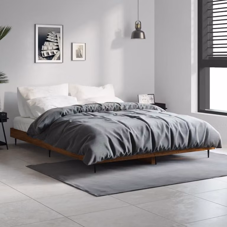 vidaXL Giroletto in Legno Rovere Marrone e Grigio L: 138 cm, P: 193 cm