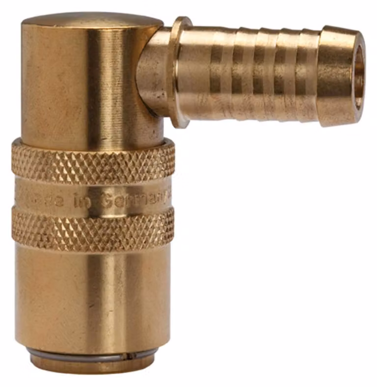 Raccordo di termoregolazione Riegler DN 9, attacco 13 mm, valvola di intercettazione, bocca 90°