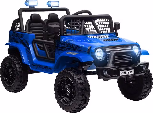 AIYAPLAY Macchina Elettrica Fuoristrada per Bambini 12V con Doppio Motore, Telecomando e Luci, Blu – 1