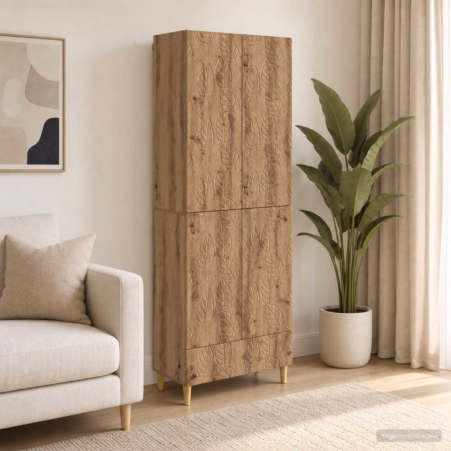 Set di 2 armadi moderni vidaXL in legno MDF color rovere marrone con ante a battente, ripiani interni e illuminazione integrata