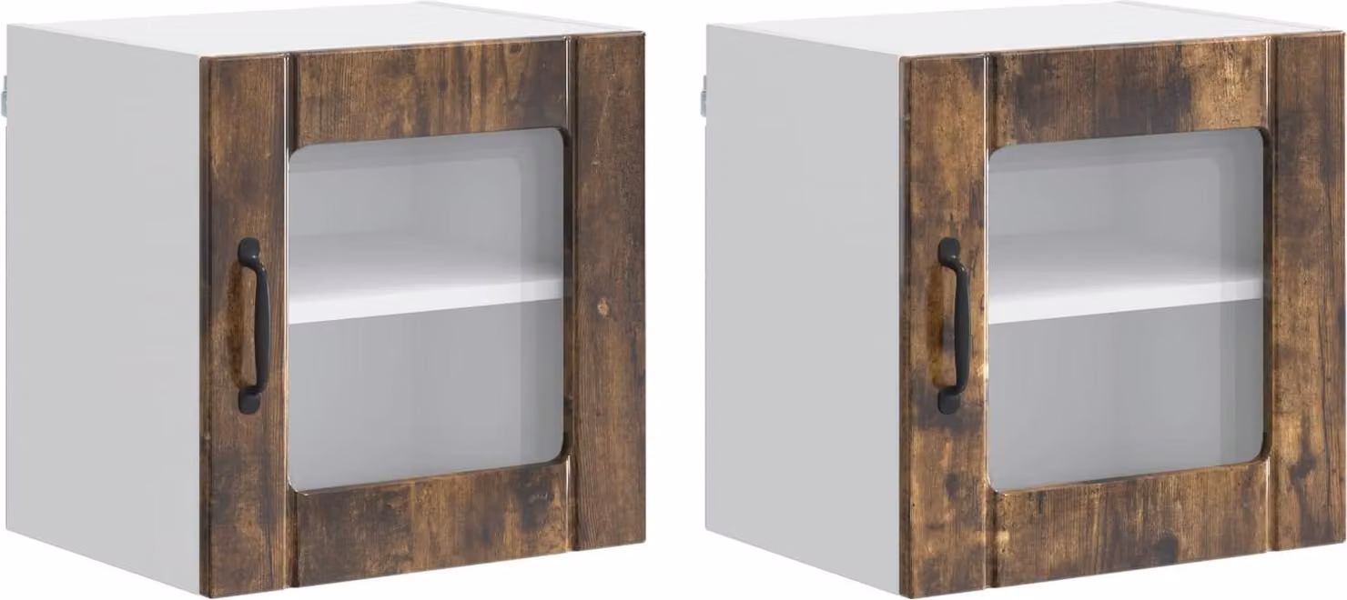 Mobile in vetro da parete LUCCA 2 pcs Rovere Fumo