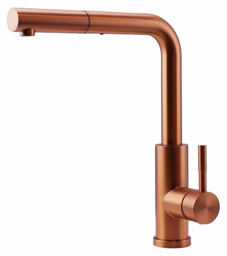 Miscelatore da cucina in rame con rivestimento PVD e doccetta estraibile, modello PS8041-62 Pure.Sink