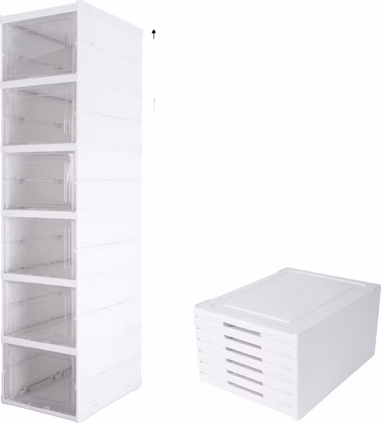 Organizer per scarpe, design a 6 ripiani, impilabile e a prova di polvere, PL-6-Layer