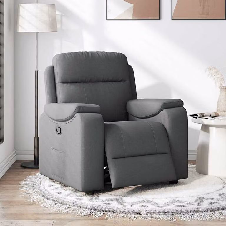 vidaXL Poltrona reclinabile in Tessuto Grigio Scuro