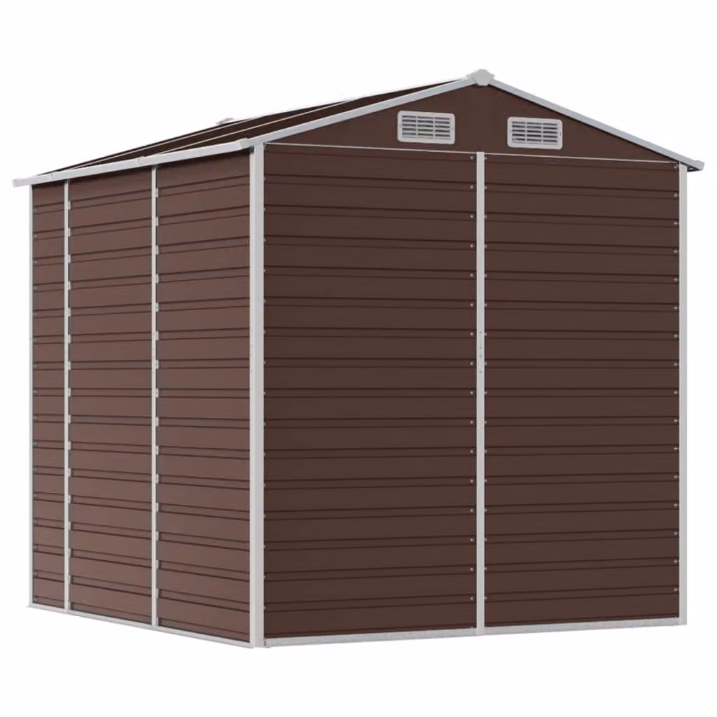 Casetta da giardino marrone 191x215x198 cm in acciaio zincato