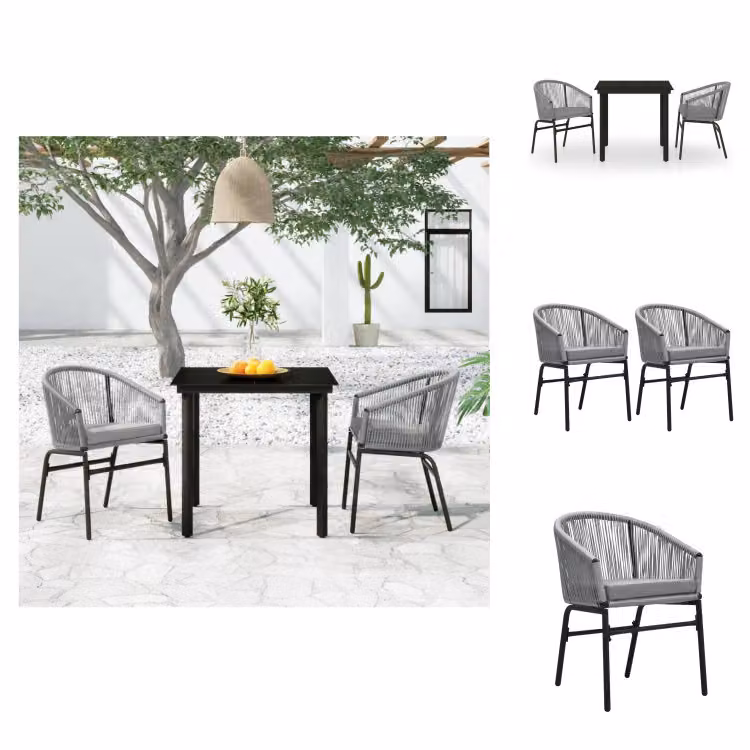 vidaXL Set da pranzo da giardino 3 pezzi grigio - Set di mobili da giardino