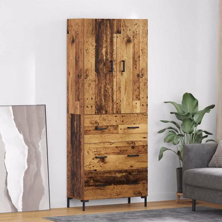 Credenza moderna vidaXL in legno ingegnerizzato marrone con ante a battente e ripiani interni L: 69,5 cm, P: 34 cm, H: 180 cm
