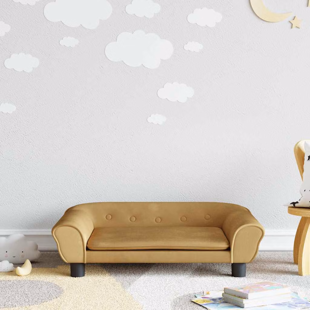 vidaXL Divano per bambini in velluto marrone L: 70 cm, P: 45 cm, H: 26 cm