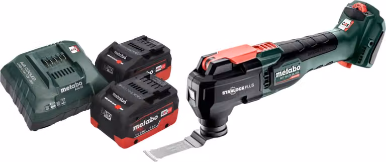 Metabo MT 18 LTX BL QSL Multitool a batteria 18 V Brushless Starlock Plus + 2x batteria LiHD 5,5 Ah + caricabatteria