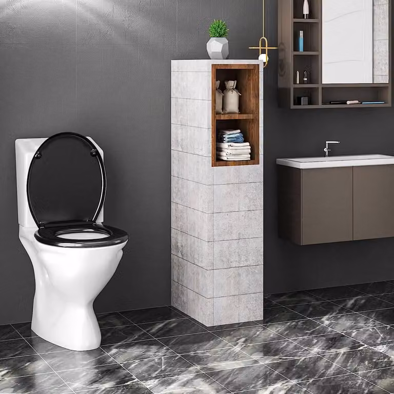 Copertura per WC ovale con sistema di chiusura ammortizzata | Nero