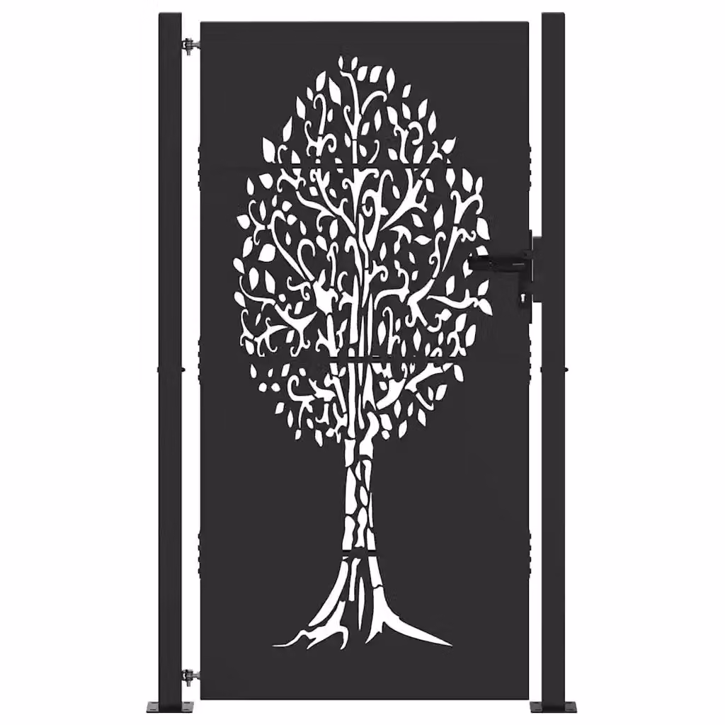 Cancello singolo da giardino vidaXL in acciaio nero L: 110 cm, H: 205 cm – 2
