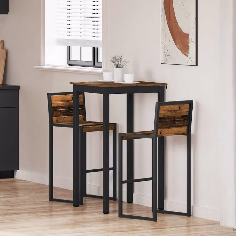 vidaXL Tavolo Bar Moderno Quadrato in Legno Ingegnerizzato e Metallo, Nero e Marrone, L: 60 cm, P: 60 cm, H: 105 cm
