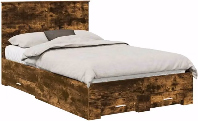 Letto matrimoniale | Letto per adulti | Struttura del letto Rovere fum¨¦ 120 x 190 cm Legno multistrato