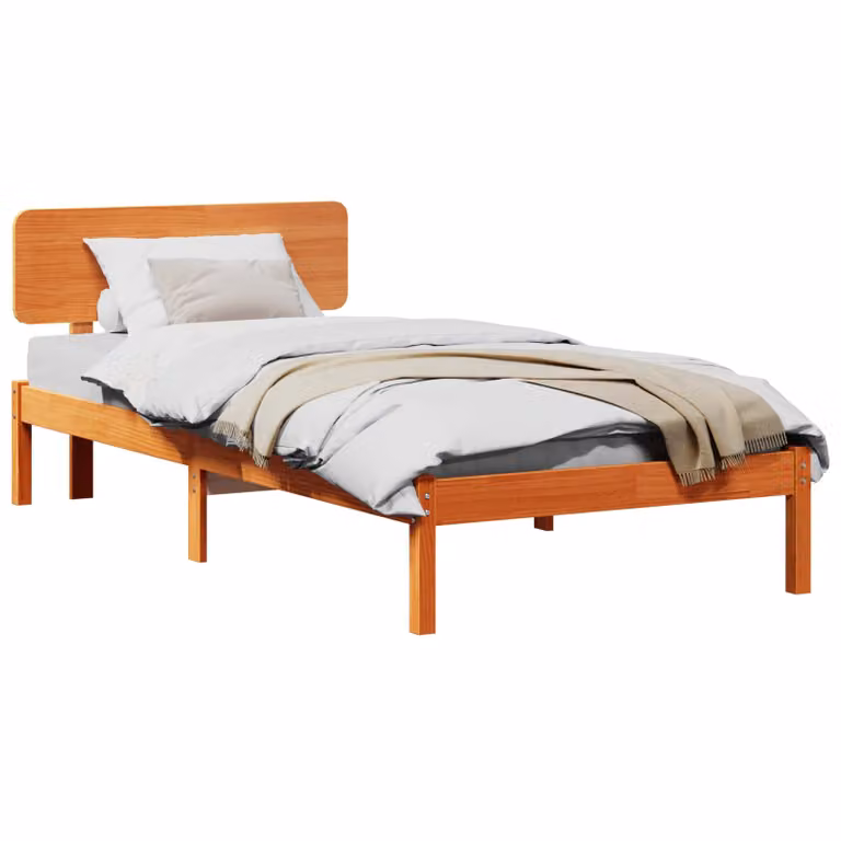 Struttura del letto vidaXL in pino massello marrone cerato L/P/H: 206.5 x 100 x 105.5 cm